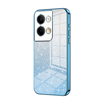 For OPPO Reno9 / Reno9 Pro Gradient Glitter Powder Electroplated Phone Case(Blue) - OPPO Cases by buy2fix | Online Shopping UK | buy2fix