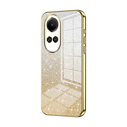 For OPPO Reno10 5G/Reno10 Pro 5G Global Gradient Glitter Powder Electroplated Phone Case(Gold) - OPPO Cases by buy2fix | Online Shopping UK | buy2fix