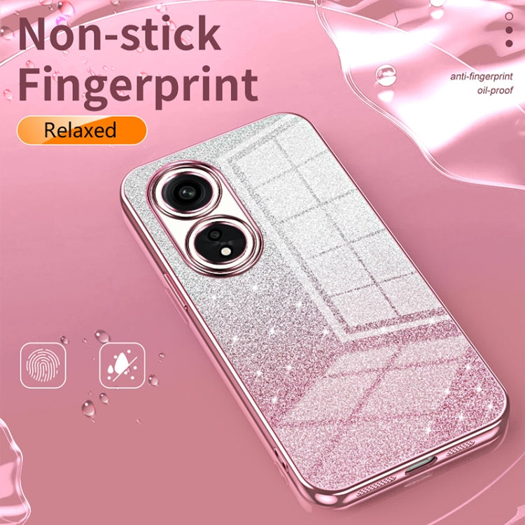 For OPPO Reno8 T 5G Gradient Glitter Powder Electroplated Phone Case(Silver) - OPPO Cases by buy2fix | Online Shopping UK | buy2fix