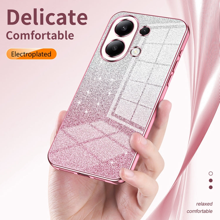 For Xiaomi Redmi Note 13 Pro+ Gradient Glitter Powder Electroplated Phone Case(Transparent) - Note 13 Pro+ Cases by buy2fix | Online Shopping UK | buy2fix