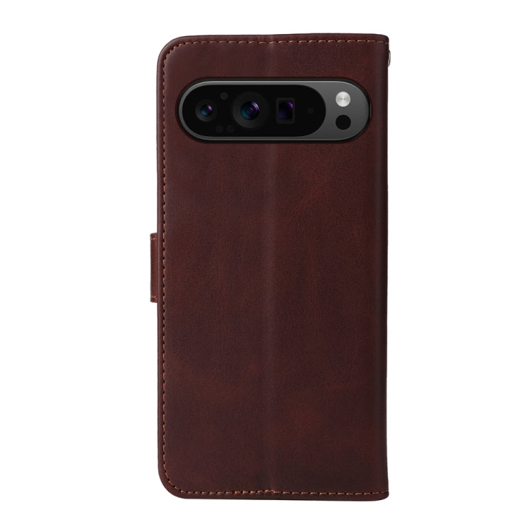 For Google Pixel 9 Pro Classic Calf Texture Flip Leather Phone Case(Brown) - Google Cases by buy2fix | Online Shopping UK | buy2fix