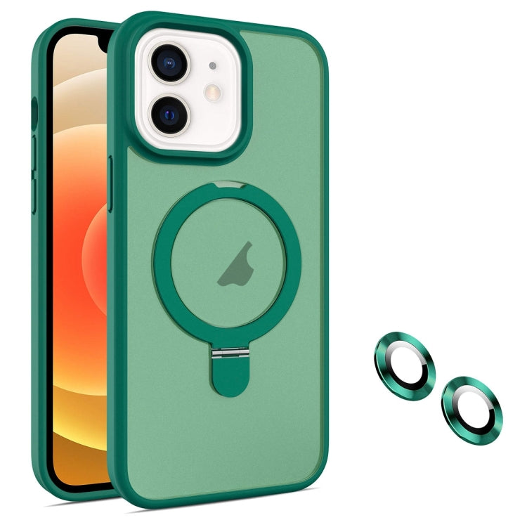 For iPhone 12 MagSafe Magnetic Holder Phone Case(Dark Green) - iPhone 12 / 12 Pro Cases by buy2fix | Online Shopping UK | buy2fix