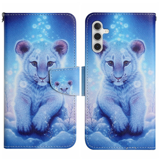 For Samsung Galaxy S24+ 5G Colored Drawing Pattern Leather Phone Case(Little Leopard) - Galaxy S24+ 5G Cases by buy2fix | Online Shopping UK | buy2fix