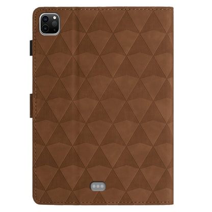 For iPad Pro 11 2024 Diamond Texture Embossed Leather Smart Tablet Case(Brown) - iPad Pro 11 2024 Cases by buy2fix | Online Shopping UK | buy2fix