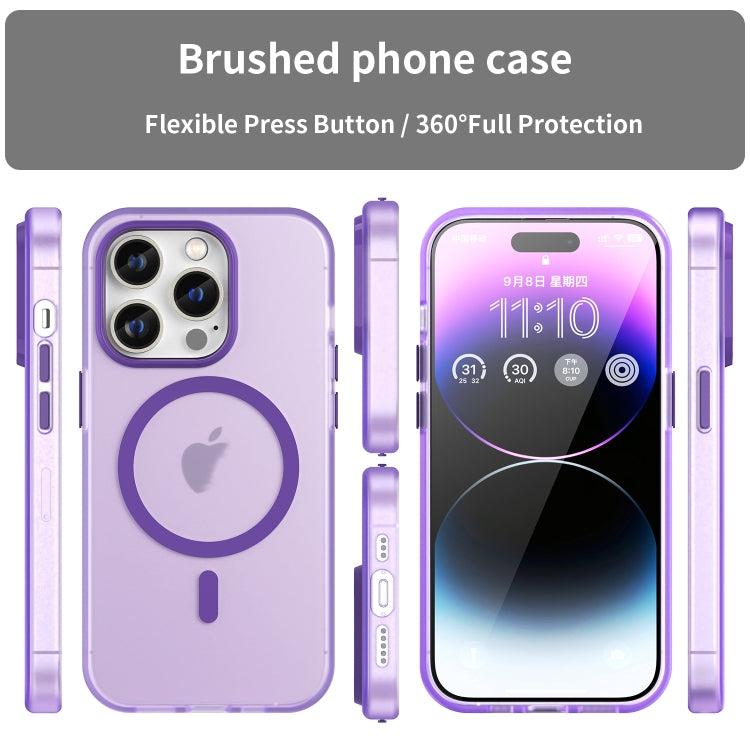 For iPhone 15 Pro MagSafe Frosted Translucent TPU + PC Full Coverage Phone Case(Dark Purple) - iPhone 15 Pro Cases by buy2fix | Online Shopping UK | buy2fix