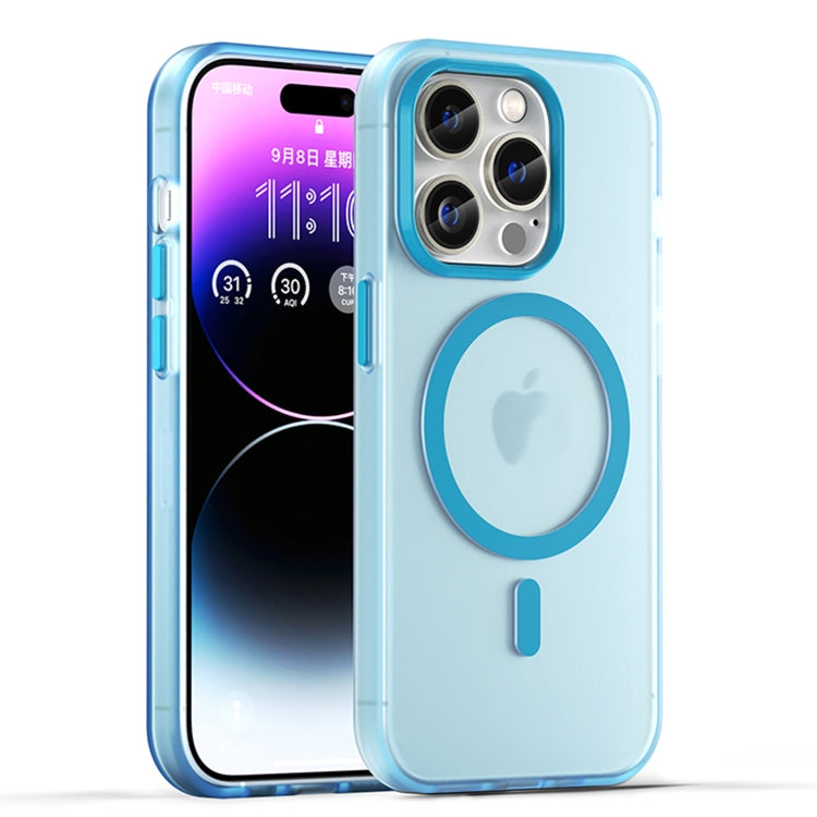 For iPhone 15 Pro MagSafe Frosted Translucent TPU + PC Full Coverage Phone Case(Blue) - iPhone 15 Pro Cases by buy2fix | Online Shopping UK | buy2fix