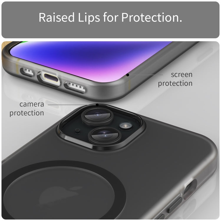 For iPhone 16 Plus MagSafe Frosted Translucent TPU + PC Full Coverage Phone Case(Black) - iPhone 16 Plus Cases by buy2fix | Online Shopping UK | buy2fix