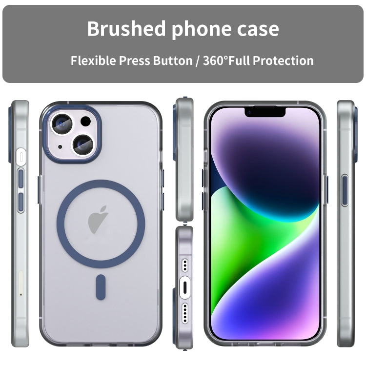 For iPhone 16 Plus MagSafe Frosted Translucent TPU + PC Full Coverage Phone Case(Dark Blue) - iPhone 16 Plus Cases by buy2fix | Online Shopping UK | buy2fix