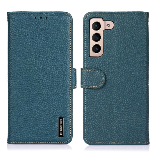 For Samsung Galaxy A35 5G KHAZNEH Litchi Genuine Leather Phone Case(Green) - Galaxy Phone Cases by buy2fix | Online Shopping UK | buy2fix