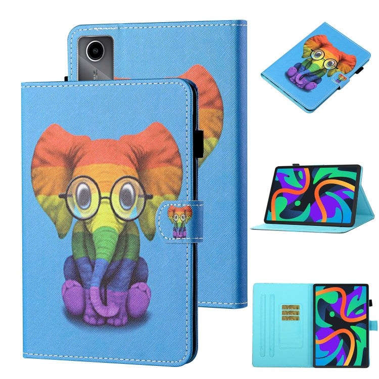 For Lenovo Tab M11/ Xiaoxin Pad 11 2024 Coloured Drawing Stitching Smart Leather Tablet Case(Colorful Elephant) - Lenovo by buy2fix | Online Shopping UK | buy2fix