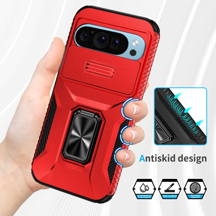 For Google Pixel 9 / Pixel 9 Pro Sliding Camshield Holder Phone Case(Red) - Google Cases by buy2fix | Online Shopping UK | buy2fix