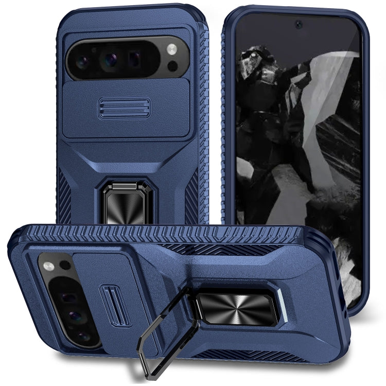 For Google Pixel 9 Pro XL Sliding Camshield Holder Phone Case(Blue) - Google Cases by buy2fix | Online Shopping UK | buy2fix