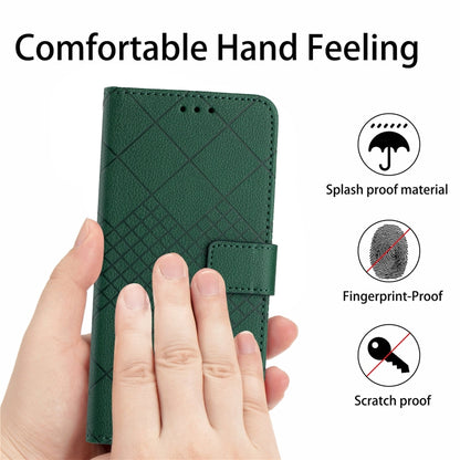 For OnePlus 12 5G Global Rhombic Grid Texture Leather Phone Case(Green) - OnePlus Cases by buy2fix | Online Shopping UK | buy2fix