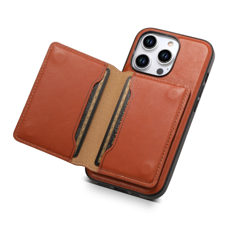 For iPhone 13 Pro Max Denior Cowhide Texture Leather MagSafe Detachable Wallet Phone Case(Brown) - iPhone 13 Pro Max Cases by Denior | Online Shopping UK | buy2fix
