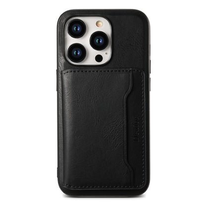 For iPhone 13 Denior Cowhide Texture Leather MagSafe Detachable Wallet Phone Case(Black) - iPhone 13 Cases by Denior | Online Shopping UK | buy2fix