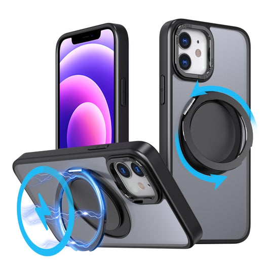 For iPhone 12 360-degree Rotating MagSafe Magnetic Holder Phone Case(Black) - iPhone 12 / 12 Pro Cases by buy2fix | Online Shopping UK | buy2fix