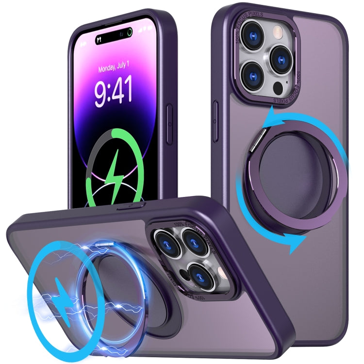 For iPhone 14 Pro 360-degree Rotating MagSafe Magnetic Holder Phone Case(Purple) - iPhone 14 Pro Cases by buy2fix | Online Shopping UK | buy2fix