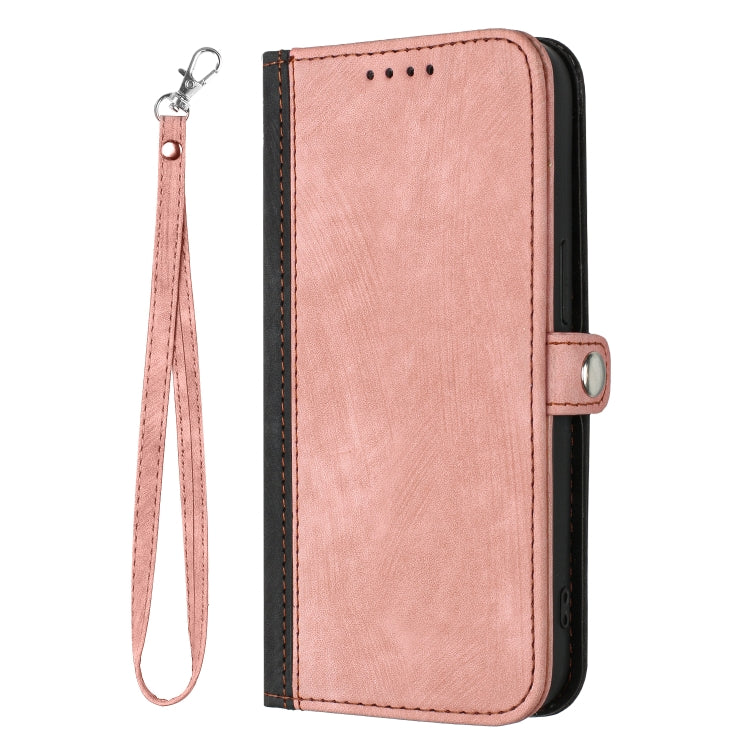 For OnePlus 12 Side Buckle Double Fold Hand Strap Leather Phone Case(Pink) - OnePlus Cases by buy2fix | Online Shopping UK | buy2fix