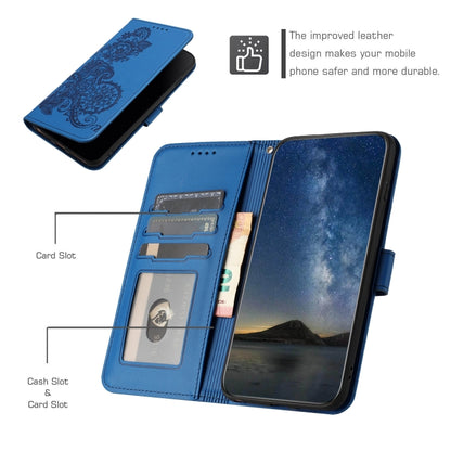 For Google Pixel 9 Pro Datura Flower Embossed Flip Leather Phone Case(Blue) - Google Cases by buy2fix | Online Shopping UK | buy2fix