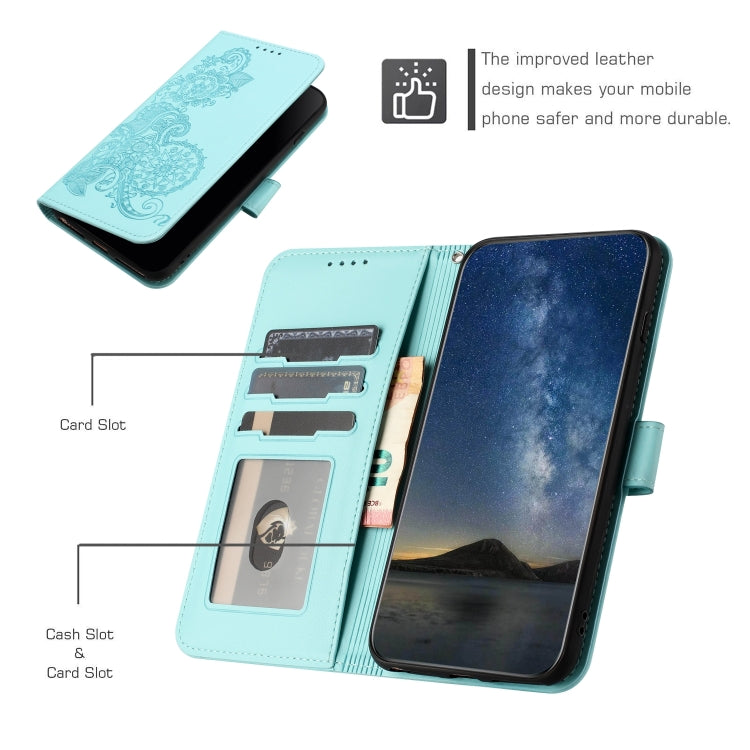 For Google Pixel 9 Datura Flower Embossed Flip Leather Phone Case(Light blue) - Google Cases by buy2fix | Online Shopping UK | buy2fix