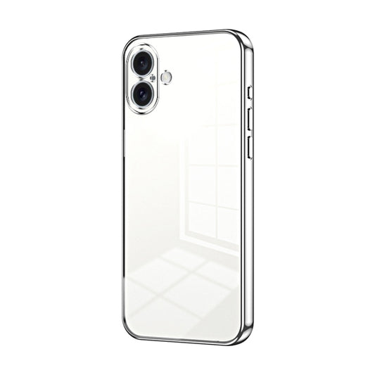 For iPhone 16 Plus Transparent Plating Fine Hole Phone Case(Silver) - iPhone 16 Plus Cases by buy2fix | Online Shopping UK | buy2fix