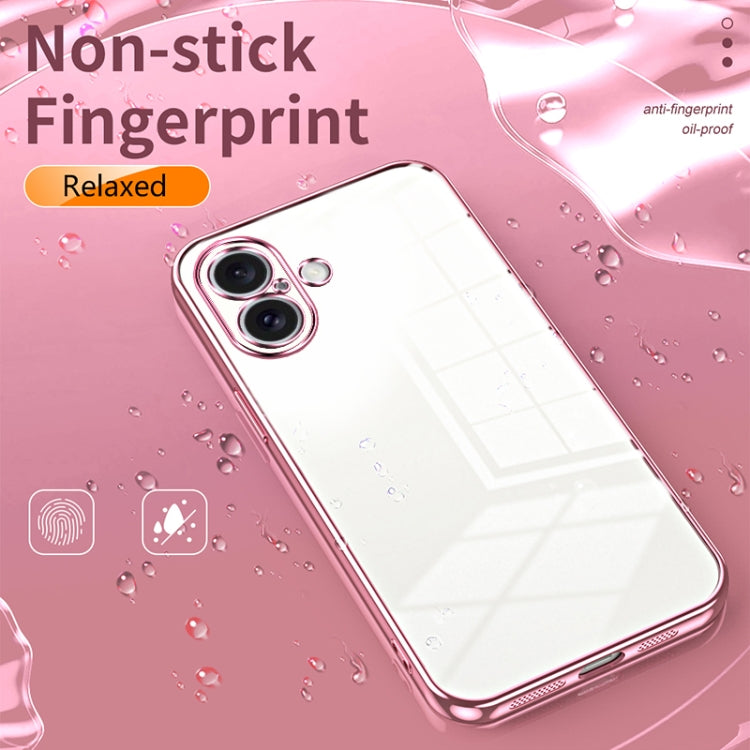 For iPhone 16 Transparent Plating Fine Hole Phone Case(Silver) - iPhone 16 Cases by buy2fix | Online Shopping UK | buy2fix