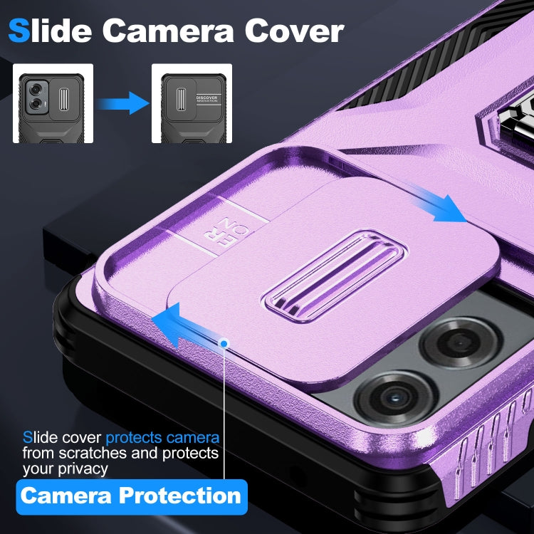 For Motorola Moto G Stylus 2024 Sliding Camshield Holder Phone Case(Purple) - Motorola Cases by buy2fix | Online Shopping UK | buy2fix