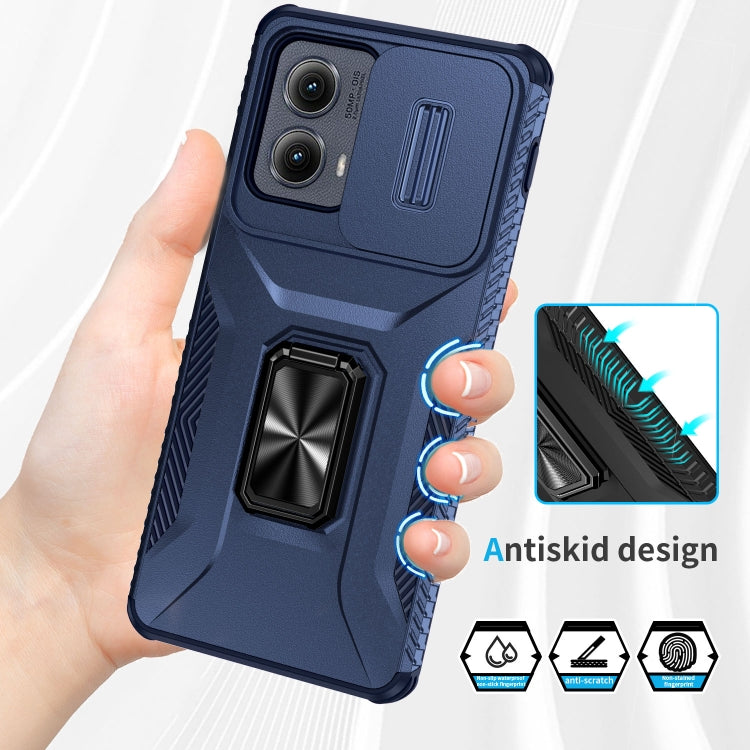 For Motorola Edge 5G 2024 Sliding Camshield Holder Phone Case(Blue) - Motorola Cases by buy2fix | Online Shopping UK | buy2fix