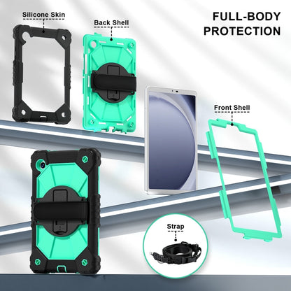 For Samsung Galaxy Tab A9 X115 Contrast Color Robot C2 Silicone Hybrid PC Tablet Case(Black Mint Green) - Other Galaxy Tab PC by buy2fix | Online Shopping UK | buy2fix