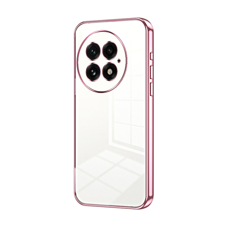 For OnePlus 13 Transparent Plating Fine Hole Phone Case(Pink) - OnePlus Cases by buy2fix | Online Shopping UK | buy2fix