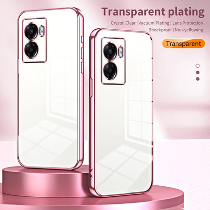 For OPPO A57 5G Transparent Plating Fine Hole Phone Case(Black) - OPPO Cases by buy2fix | Online Shopping UK | buy2fix