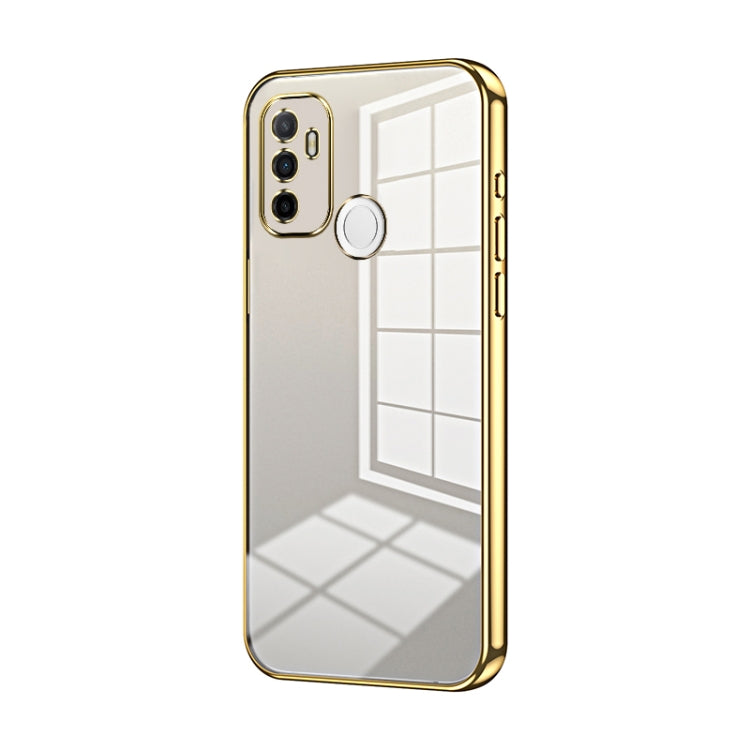 For OPPO A53 2020 / A32 / A11s  Transparent Plating Fine Hole Phone Case(Gold) - OPPO Cases by buy2fix | Online Shopping UK | buy2fix