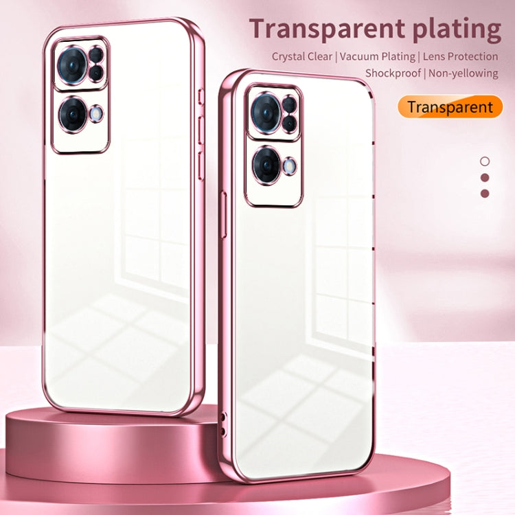 For OPPO Reno7 Pro Transparent Plating Fine Hole Phone Case(Gold) - OPPO Cases by buy2fix | Online Shopping UK | buy2fix