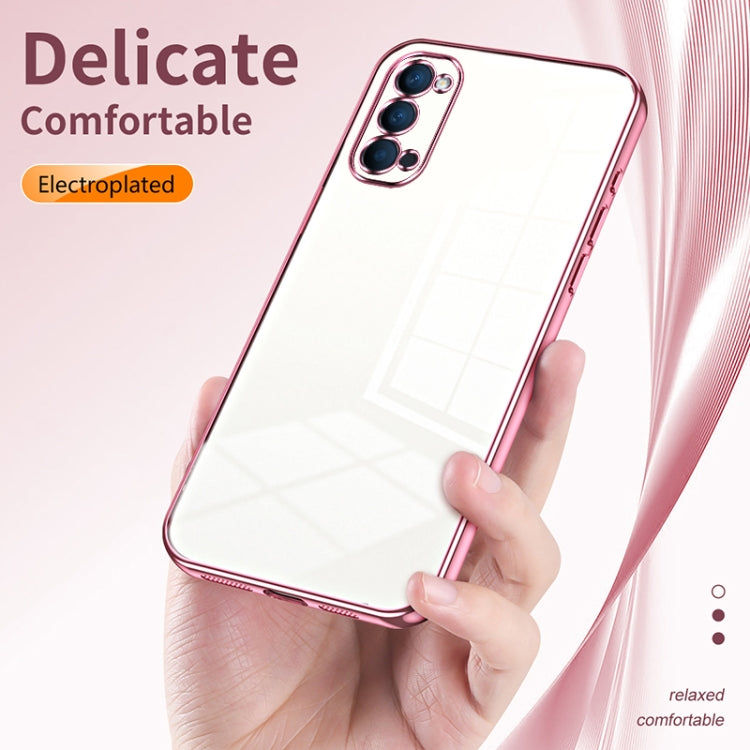 For OPPO Reno4 Transparent Plating Fine Hole Phone Case(Gold) - OPPO Cases by buy2fix | Online Shopping UK | buy2fix