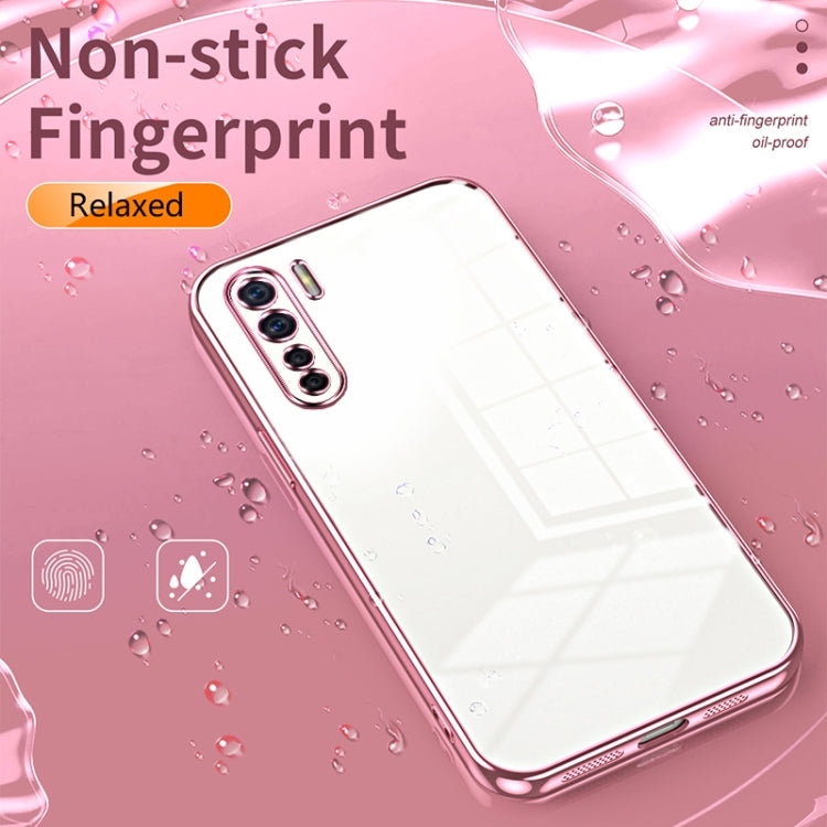 For OPPO Reno3 4G / F15 / A91 Transparent Plating Fine Hole Phone Case(Blue) - OPPO Cases by buy2fix | Online Shopping UK | buy2fix