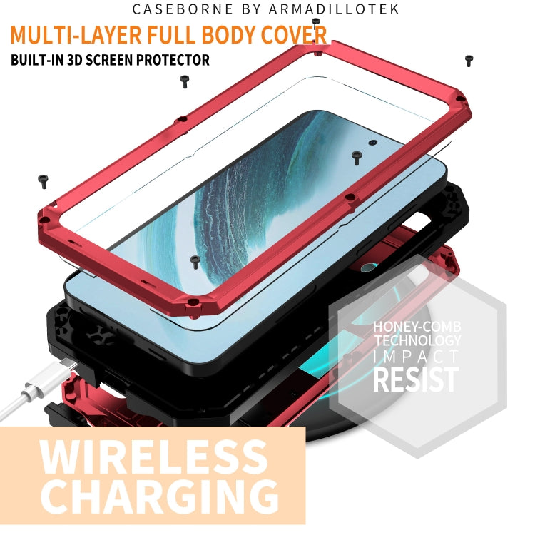 For Samsung Galaxy S24+ 5G R-JUST Sliding Camera Life Waterproof Holder Phone Case(Red) - Galaxy S24+ 5G Cases by R-JUST | Online Shopping UK | buy2fix