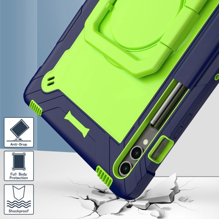 For Samsung Galaxy Tab S9 FE+ / S9+ Handle Robot Silicone Hybrid PC Tablet Case(Navy Yellow Green) - Galaxy Tab S9+ Cases by buy2fix | Online Shopping UK | buy2fix