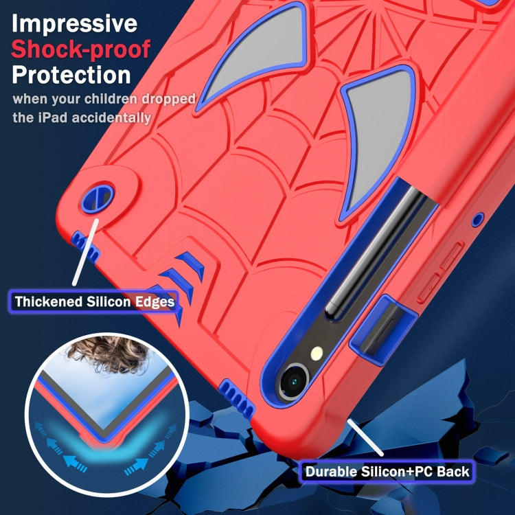 For Samsung Galaxy Tab S9 FE / S9 Fold-Holder Spider Silicone Hybrid PC Tablet Case(Red Blue) - Galaxy Tab S9 Cases by buy2fix | Online Shopping UK | buy2fix