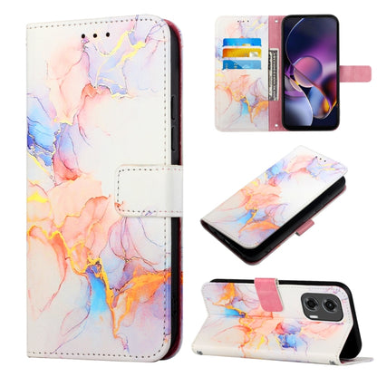 For Motorola Moto G Stylus 5G 2024 PT003 Marble Pattern Flip Leather Phone Case(Galaxy Marble White) - Motorola Cases by buy2fix | Online Shopping UK | buy2fix