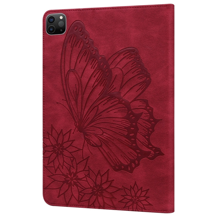 For iPad Pro 11 2024 Big Butterfly Embossed Leather Tablet Case(Red) - iPad Pro 11 2024 Cases by buy2fix | Online Shopping UK | buy2fix