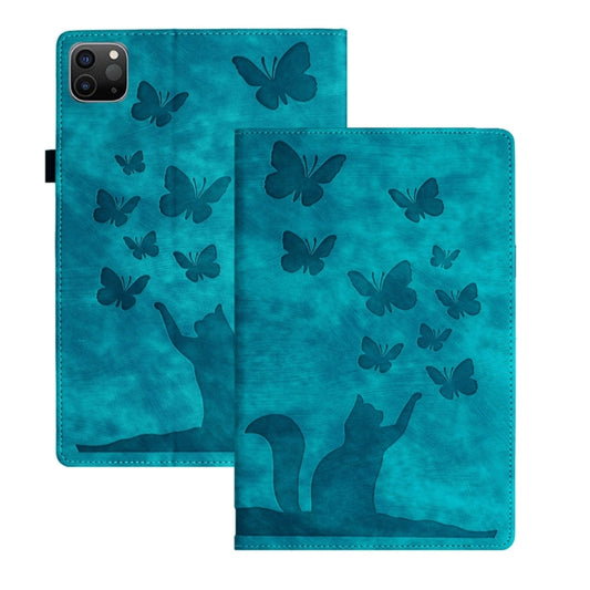 For iPad Air 13 2024 / Air 13 2025 Butterfly Cat Embossing Leather Tablet Case(Sky Blue) - iPad Pro 12.9 (2022/2021) Cases by buy2fix | Online Shopping UK | buy2fix