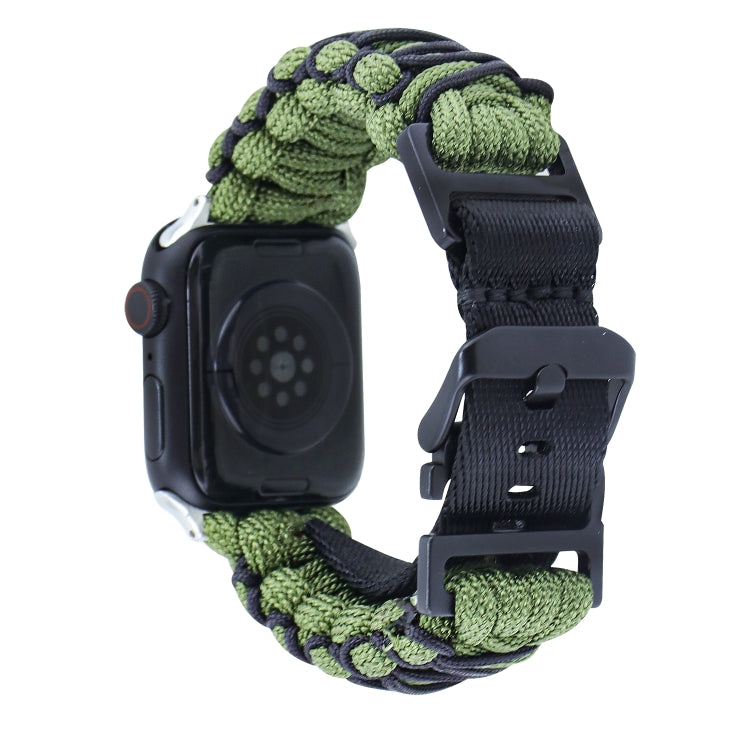 For Apple Watch Ultra 49mm Dual-layer Braided Paracord Buckle Watch Band(Army Green Black) - Watch Bands by buy2fix | Online Shopping UK | buy2fix