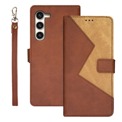 For Samsung Galaxy S24 5G idewei Two-color Splicing Leather Phone Case(Brown) - Galaxy S24 5G Cases by idewei | Online Shopping UK | buy2fix