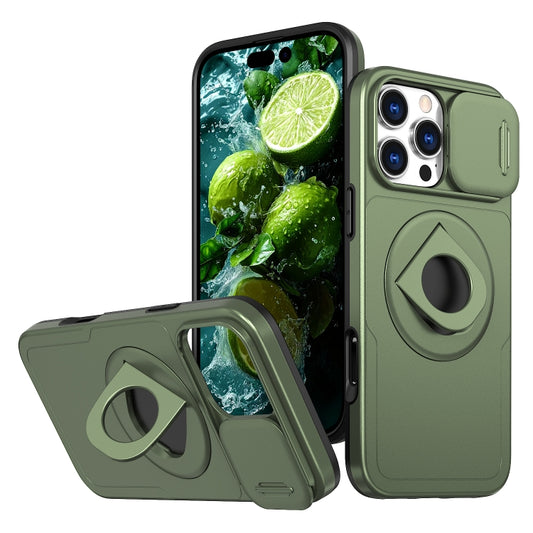 For iPhone 16 Pro Camshield MagSafe Ring Holder Armor Phone Case(Olive Green) - iPhone 16 Pro Cases by buy2fix | Online Shopping UK | buy2fix