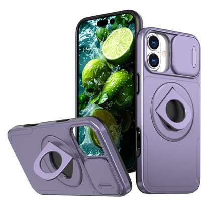 For iPhone 16 Plus Camshield MagSafe Ring Holder Armor Phone Case(Purple) - iPhone 16 Plus Cases by buy2fix | Online Shopping UK | buy2fix