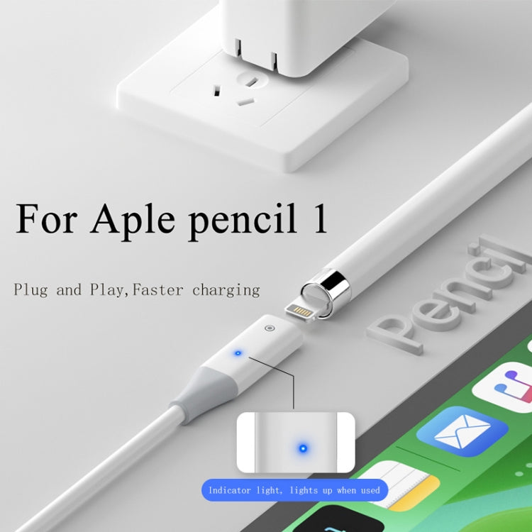 For Apple Pencil 1 USB-C / Type-C to 8 Pin Stylus Charging Cable with Indicator Light, Length:0.5m(White) - Pencil Accessories by buy2fix | Online Shopping UK | buy2fix