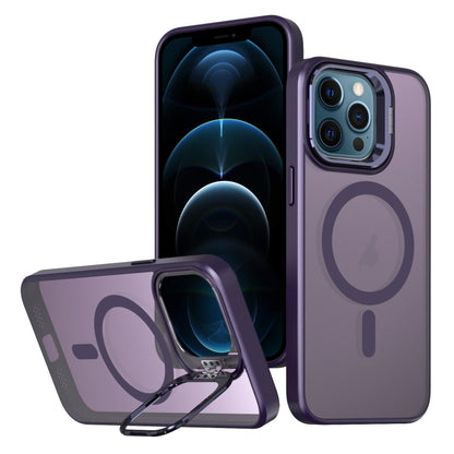 For iPhone 12 Pro Max Metal Invisible Camera Holder MagSafe Magnetic Phone Case(Purple) - iPhone 12 Pro Max Cases by buy2fix | Online Shopping UK | buy2fix