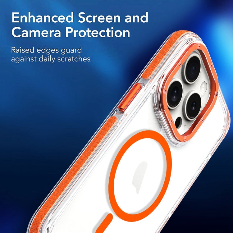 For iPhone 13 Pro Dual-Color Clear Acrylic Hybrid TPU MagSafe Phone Case(Orange) - iPhone 13 Pro Cases by buy2fix | Online Shopping UK | buy2fix