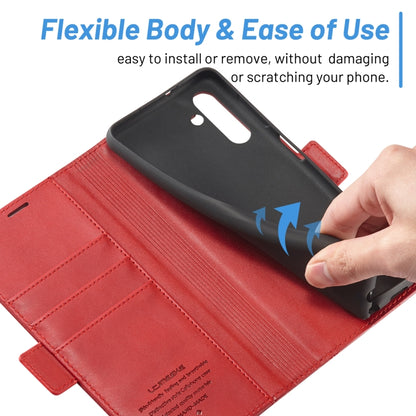 For Samsung Galaxy S24+ LC.IMEEKE Skin-friendly Card Slots Leather Phone Case(Red) - Galaxy S24+ 5G Cases by LC.IMEEKE | Online Shopping UK | buy2fix