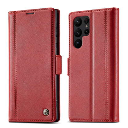 For Samsung Galaxy S24 Ultra LC.IMEEKE Skin-friendly Card Slots Leather Phone Case(Red) - Galaxy S24 Ultra 5G Cases by LC.IMEEKE | Online Shopping UK | buy2fix